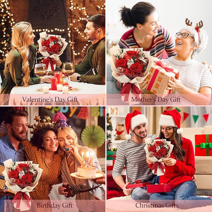 Preserved Flowers Bouquets That Last 3-5 Years Real Forever Flowers Rose Bouquet for Mom Anniversary Birthday Thanksgiving Christmas Gift for Women Grandma Wife Friends Her
