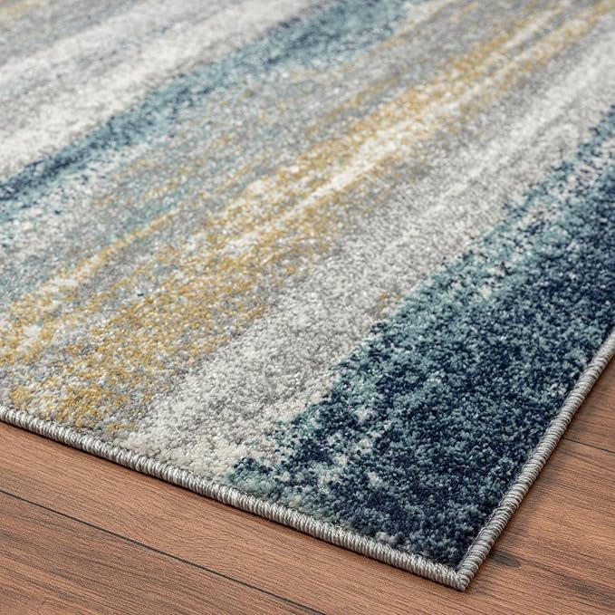 LUXE WEAVERS Rug Modern Area Rug Stain Resistant, Yellow and Blue/Size 2x7