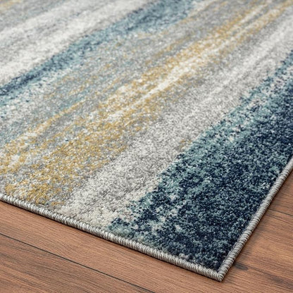 LUXE WEAVERS Rug Modern Area Rug Stain Resistant, Yellow and Blue/Size 2x7