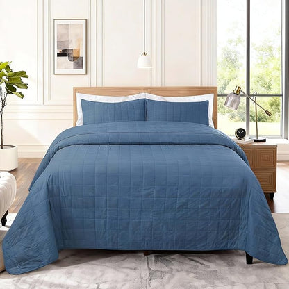 Quilt Bedding Set Queen Size - Cotton Soft Lightweight Bedspread Quilts Comforter Coverlet Sets Geometric Pattern with 2 Pillow Shams for All Season, 90x98 inches