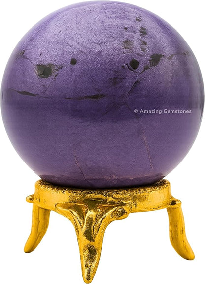 Amazing Gemstone Stichtite Crystal Ball with Stand - 1.5 Inches Crystal Sphere Meditation Balls for Witchcraft and Decorative Balls