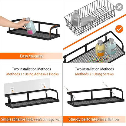 PUSDON Metal Wall Hanging Basket 2 Packs DIY Suitable for Multiple Scenes - Black Hollowout 12.6in