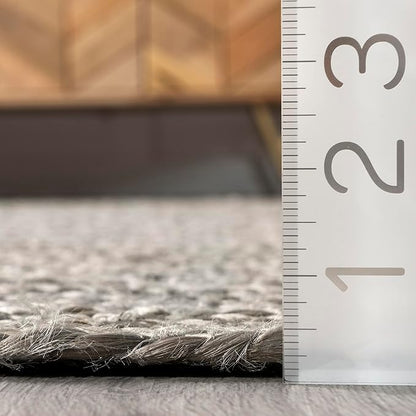nuLOOM 4x6 Rigo Jute Hand Woven Area Rug, Grey, Solid Farmhouse Design, Natural Fiber, For Bedroom, Living Room, Dining Room, Hallway, Office, Kitchen, Entryway