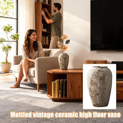 Decorative Ceramic Vase- Classic Antique Home Decor Ornament, Elegant Décor Showpiece for Interior Design, Mantel Tabletop Sculptural Vessel | Collectible Vintage Vasefor Bookshelf Kitchen
