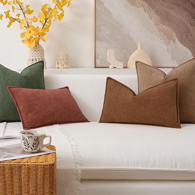 Kevin Textile Fall Waterproof Decorative Pillow Covers Burnt Brick 18x18 Inch Pack of 2 Soft Boucle Textured Throw Pillowcases Elegant Accent Pillows for Couch Sofa Chair Bed Home Decor Indoor Outdoor