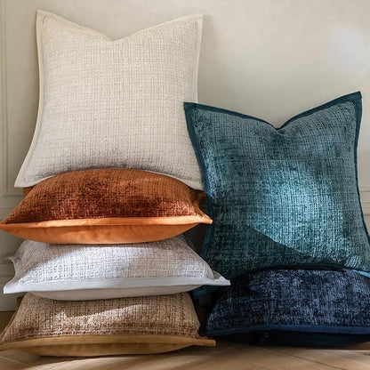 Yaertun Pack of 2 Chenille Textured Decorative Throw Pillow Covers Accent Solid Cushion Cover Soft Cozy Pillow Case with Velvet Back for Couch Sofa Bed Living Room 26x26 Inch Light Brown