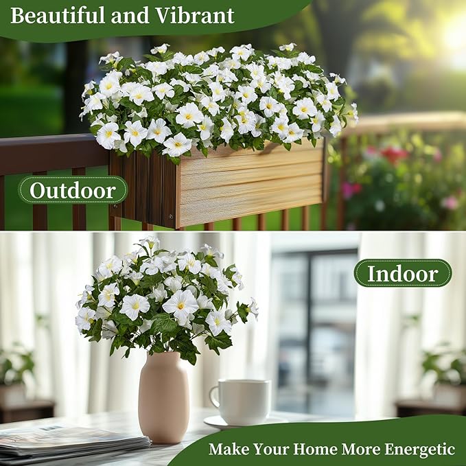 19 Inch Artificial Flowers for Outdoor Indoor Garden Home Decoration,Faux Flower for Home Office Garden Patio Balcony 4 Bundles (White)