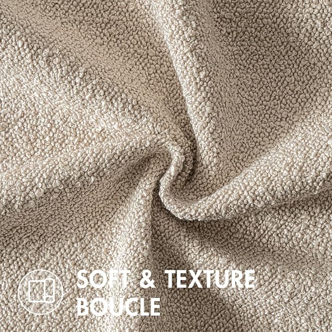 MIULEE Textured Boucle Throw Pillow Cover Neutral Accent Solid Lumbar Pillow Case Decorative Soft Pack of 1 Couch Cushion Chair Sofa Bedroom Livingroom Home Decor,12x20 Inch