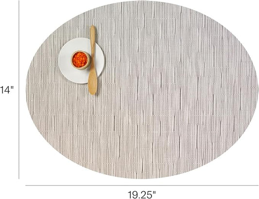 Chilewich Bamboo Placemats Set of 4 - Woven Oval Placemats - Reusable, Stain-Resistant, Indoor/Outdoor Tabletop Protection - 19" x 14" - Chalk
