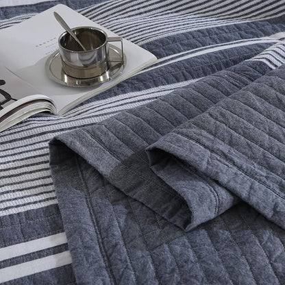 SahSahCasa 120"x102" 100% Cotton Oversized Queen Bedspread Coverlet Quilt Set, Queen Quilted Bedspread Extra Large Quilt, XL Bed Spread Lightweight Comforter, 3pc, Slate Gray