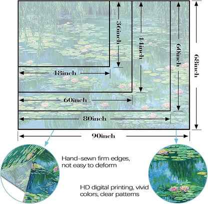 kampdream Landscape Tapestry, Scenery Art Wall Tapestries, Nature Wall Decor for Bedroom Living Room Backdrop Impressionist Pond Lotus 36×48 inches