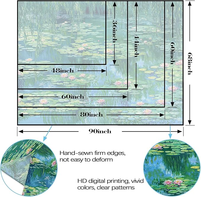 kampdream Landscape Tapestry, Scenery Art Wall Tapestries, Nature Wall Decor for Bedroom Living Room Backdrop Impressionist Pond Lotus 44×60 Inches