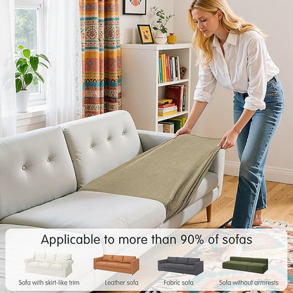Hokway 3 Piece Individual Couch Cushion Slipcovers Stretch Reversible Cushion Protector Slipcovers Sofa Cushion Protector Covers(Sand,Small-3PC)