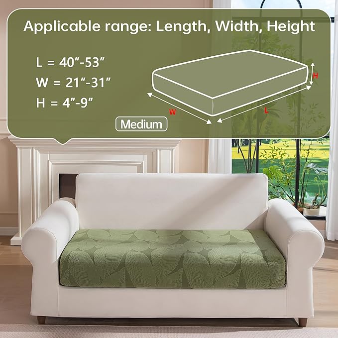 Couch Covers for Sectional Sofa, Washable Stretch Soft Sofa Cushion Covers L Shape Sofa Slipcovers Anti Slip Furniture Decor Protector for Pets (1PC Loveseat Cushion Cover,Green)
