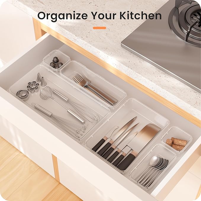 A-LuGei 【Military Grade Drawer Organizer, 【𝟱𝗦𝗶𝘇𝗲】 Makeup organizer, 【Holds 177 Items】 Bathroom Organizers and Storage, Organization and Storage, Desk Drawer Organizer for Bathroom Vanity