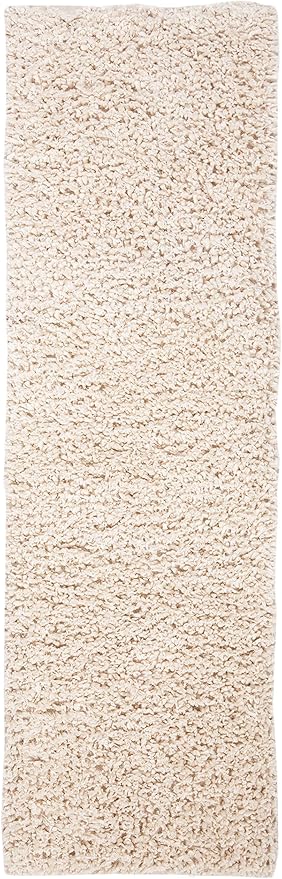 SAFAVIEH Sheep Shag Collection Runner Rug - 2'3" x 8', Ivory, Handmade, 1-inch Thick Ideal for High Traffic Areas in Living Room, Bedroom (SSG212A)