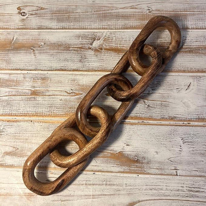 Thorness Rustic Wooden 5-Link Chain Ornament for Home Decor, Ideal for Living Room, Shelf, and Coffee Table Decoration