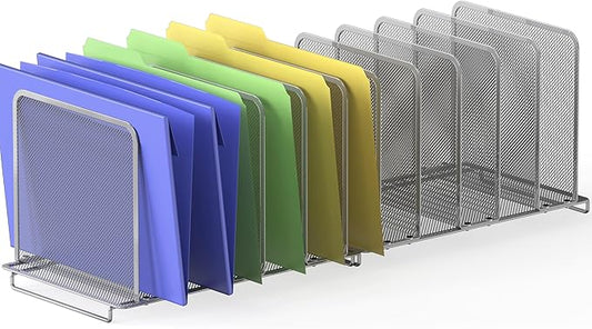 Simple Houseware 5 Section Upright File Sorter Organizer, Silver - 2 Pack
