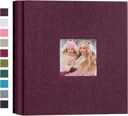 Mublalbum Small Photo Album 4x6 200 Photos Linen Cover Picture Book with Horizontal Pockets for Wedding Family Anniversary and Baby (Purple)