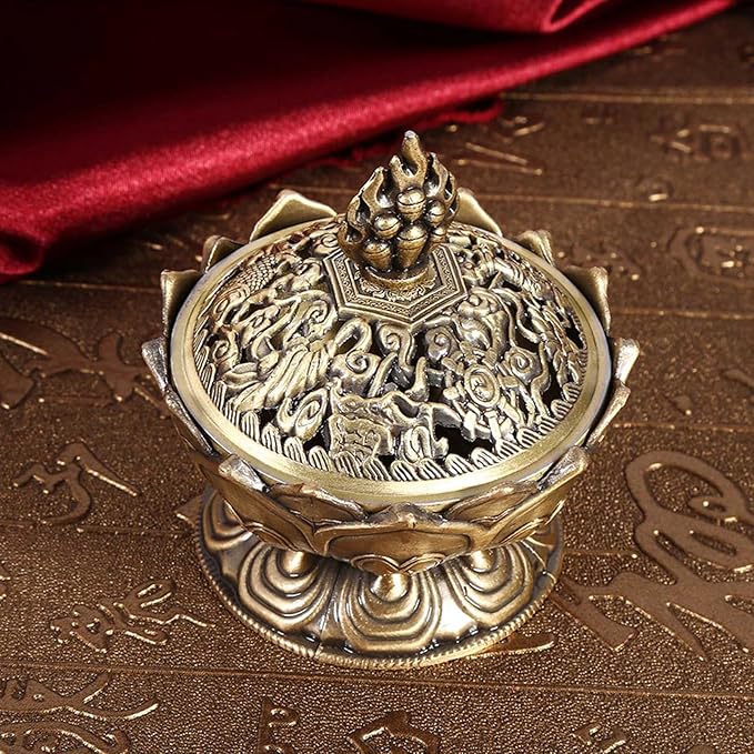 Lotus Incense Burner Holder Cone Incense Holder 9 Holes Vintage Incense Burner Cover for Stick and Cone Incense(Bronze)