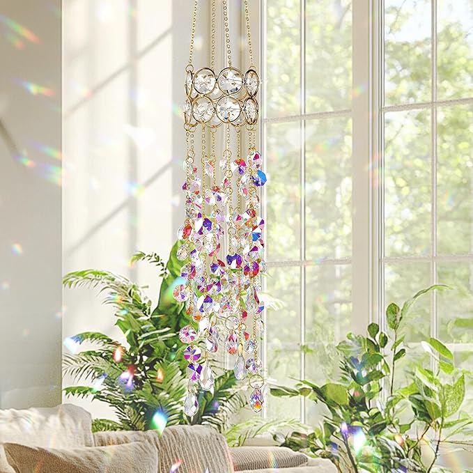 H&D HYALINE & DORA 19 Inch Garden Crystal Suncatchers Sun Catchers Indoor Window Gold-Plated Sun Catcher for Indoor Outdoor and Party Decor (Colorful)