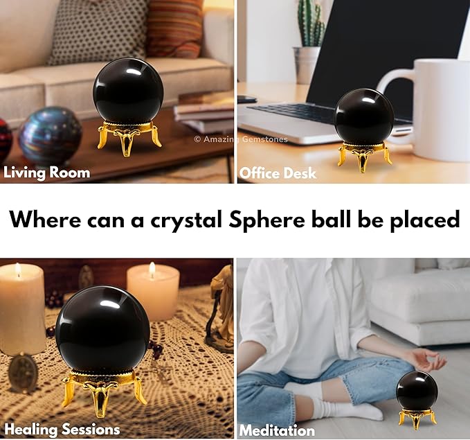 Amazing Gemstone Garnet Crystal Ball with Stand - 1.5 Inches Crystal Sphere Meditation Balls for Witchcraft and Decorative Balls