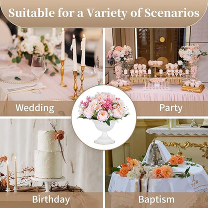 Sziqiqi White Flower Arrangements Pot Vase for Wedding Centerpieces Tables - 10 Pcs Small Metal Flower Planter Urn Vase Pot for Weddings Party Birthday Ceremony