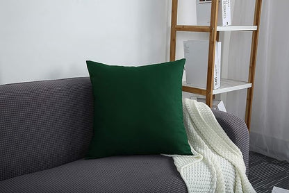 TangDepot Set of 2 Handmade Decorative Solid 100% Cotton Canvas Throw Pillow Covers/Cushion Covers, 45 Colors Available - (16"x16" 2 Pieces, Deep Green)