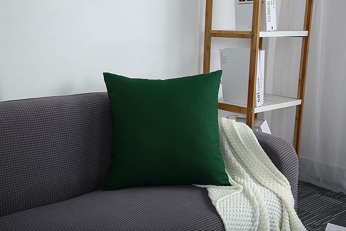 TangDepot Handmade Decorative Solid 100% Cotton Canvas Throw Pillow Covers/Cushion Covers, 45 Colors Available - (20" x20" , Deep Green, 2 Count (Pack of 1))