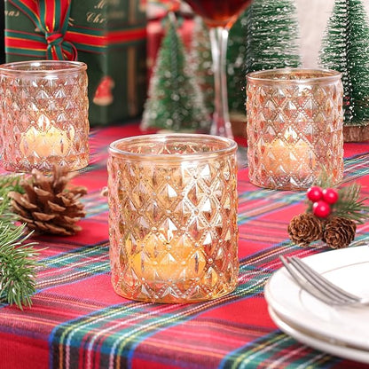 8Pcs Large Votive Candle Holders Gold Tea Light Candle Holders Glass Candle Holder for Wedding, Bridal Shower,Table Centerpiece,Party, Home Decor