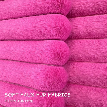 2 Pack 12x20 Pillow Cover Velvet Pillow Covers, Faux Fur Oblong Throw Pillow Covers for Living Room Decorations Throw Pillow Case, Throw Pillow Cover Cushion Cover for Home Sofa Bedroom Car, Hot Pink