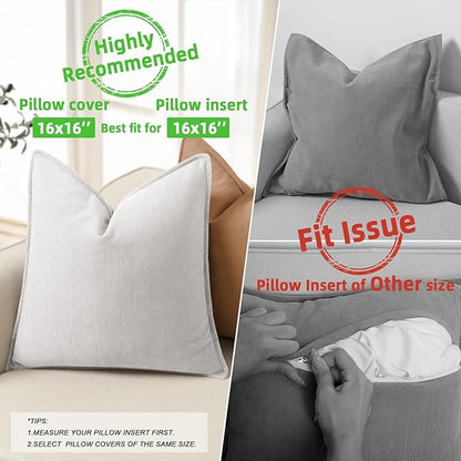 ZWJD Cream Pillow Covers 18x18 Set of 2 Chenille Throw Pillow Covers with Elegant Design Soft and Luxurious Decorative Throw Pillows for Couch, Bed, and Home Decor