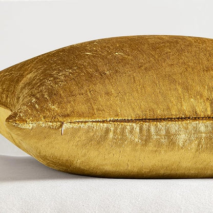 MIULEE Velvet Throw Pillow Covers 16x16 Inch, Pack of 2 - Golden, Soft Solid Decorative Pillow Covers Cushion Cases Modern Luxury Home Decor for Couch Sofa Bedroom Livingroom