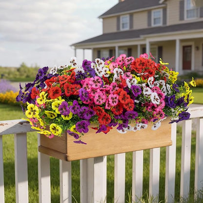 Artificial Flowers, 24 Bundles, Decorative Bouquets for Home, Wedding, Garden, Office Decor (6 Multicolor)