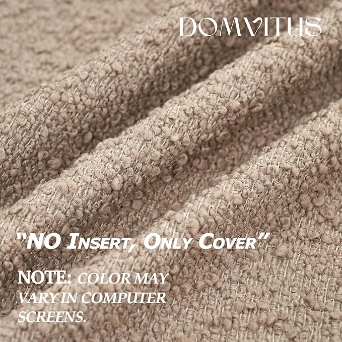DOMVITUS Boucle Pillow Cover 18x18, Decorative Couch Pillows for Living Room, Bedroom, Chair, Sofa - Soft Accent Cushion Case, 1PC, Oatmeal