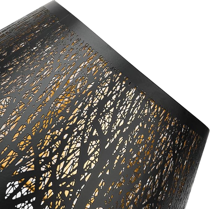Medium Lamp Shade, ALUCSET Barrel Metal Lampshade with Pattern of Trees Lampshade for Table Lamp, 7x13x7.8 inch, Metal Lampshades, Spider