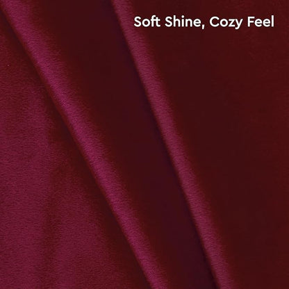Encasa XO Velvet Throw Pillow Covers 20x20 in (50x50 cm) - Maroon-1 - No Inserts, Pack of 2 Cases | Solid Plain Dyed Soft & Smooth, Square Decorative Cushion Covers for Living & Bedroom
