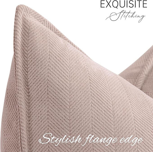 ZWJD Dusty Pink 12x20 Pillow Covers Set of 2 Chenille Throw Pillow Covers with Elegant Design Soft and Luxurious Decorative Throw Pillows for Couch, Bed, and Home Decor