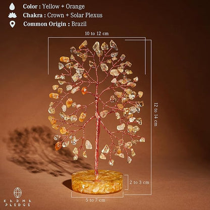 Crystal Tree for Home and Office Decor, Citrine Chakra Healing Stones Handmade Feng Shui Bonsai Tree of Life for Positive Energy, Money, Good Luck, Christmas Decor, Birthday Gifts for Women, Mom