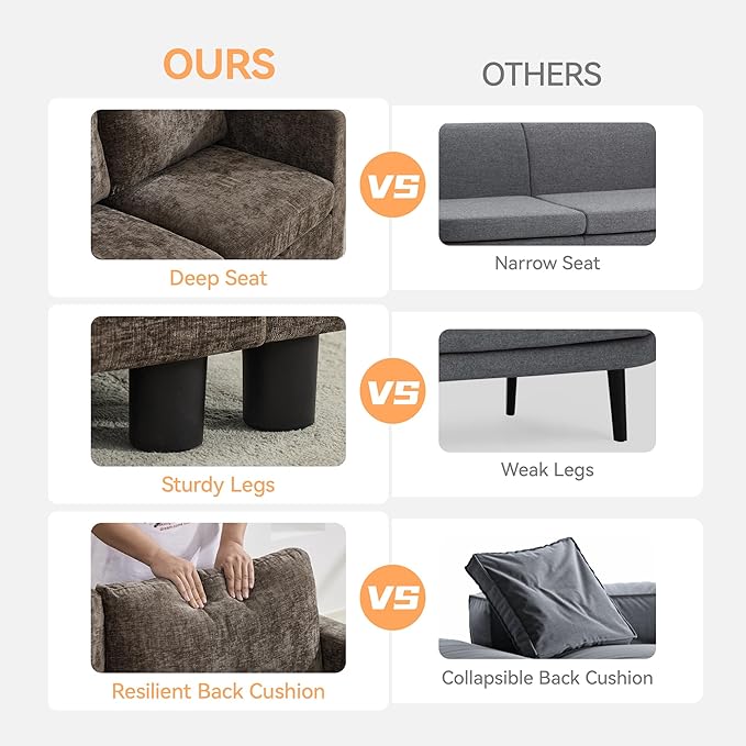 107'' Modular Sectional Sofa Convertible U Shaped Sofa Couch Set with Storage for Living Room, Modern 6 Seater Modular Sectional Couch with Movable Ottoman, Chenille Brown