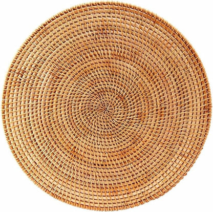 Natural Rattan Woven Placemats; Oval Tableware Mats Anti Slip Multifunctional Placemat (35x35cm Handwoven Trivet).