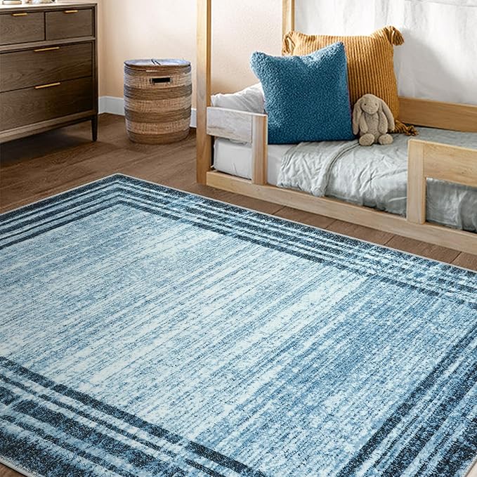 Lahome Abstract Area Rugs 5x7,Washable Modern Rugs for Living Room Non-Slip,Low-Pile Soft Rug Minimalist Bordered Floor Carpet for Bedroom Dining Room Entryway Indoor