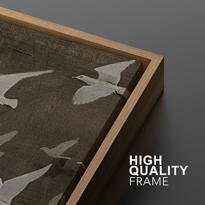 MUDECOR Framed Wall Art Print Set Flock of Abstract Birds in Flight Earthy Tones Illustrations Modern Art Boho Decorative Colorful Chic for Living Room, Bedroom, Office - 16"x24"x3 Natural