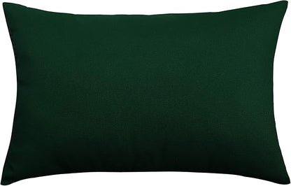 TangDepot Handmade Decorative Solid 100% Cotton Canvas Throw Pillow Covers/Pillow Shams, (12"x18", Deep Green)