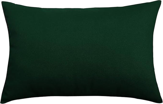 TangDepot Handmade Decorative Solid 100% Cotton Canvas Throw Pillow Covers/Pillow Shams, (12"x18", Deep Green)
