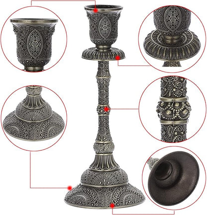 OwnMy Set of 2 Vintage Taper Candle Holders 7.4”Metal Taper Candlestick Holders, Elegant Brass Candle Stick Holders Bronze Candelabra Set for Dining Table Centerpieces Wedding Home Decoration