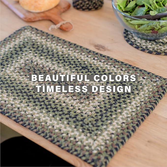 Homespice Pinecone Dining Placemats, Warm Country Rustic Decor, Set of 6, Green - 13x19 Rectangle Table Mats - Vibrant Colors, Durable, Easy to Clean and Protects Furniture