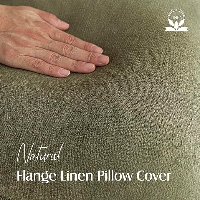 Foindtower Pack of 2, Decorative Linen Soild Throw Pillow Covers Soft Accent Cushion Case Boho Farmhouse Pillowcase for Chair Couch Sofa Bedroom Living Room Home Decor 26 x 26 Inch Olive Green