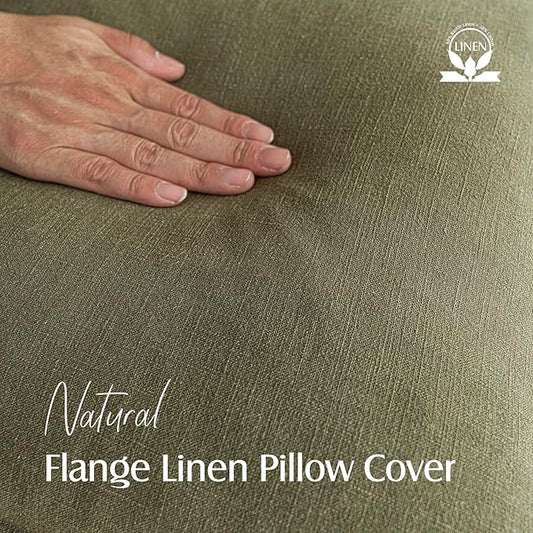 Foindtower Pack of 2, Decorative Linen Soild Throw Pillow Covers Soft Accent Cushion Case Boho Farmhouse Pillowcase for Chair Couch Sofa Bedroom Living Room Home Decor 24 x 24 Inch Olive Green