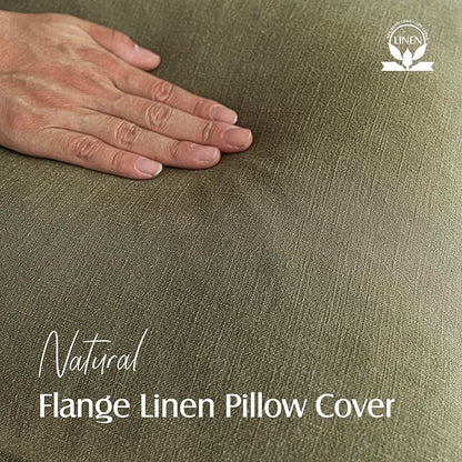 Foindtower Pack of 2, Decorative Linen Soild Throw Pillow Covers Soft Accent Cushion Case Boho Farmhouse Pillowcase for Chair Couch Sofa Bedroom Living Room Home Decor 22 x 22 Inch Olive Green